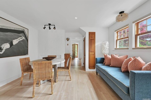 dining room with light hardwood / wood-style flooring