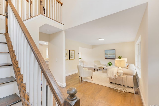 interior space with light hardwood / wood-style flooring