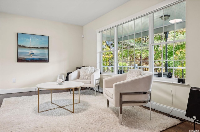 living area featuring hardwood / wood-style flooring