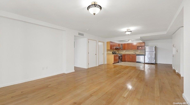 unfurnished living room featuring light hardwood / wood-style floors