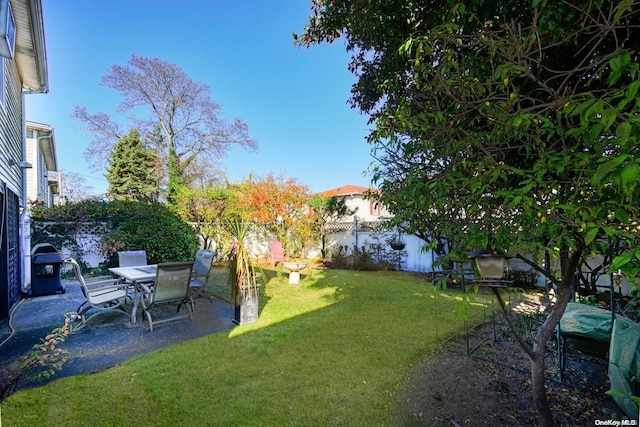 view of yard with a patio area