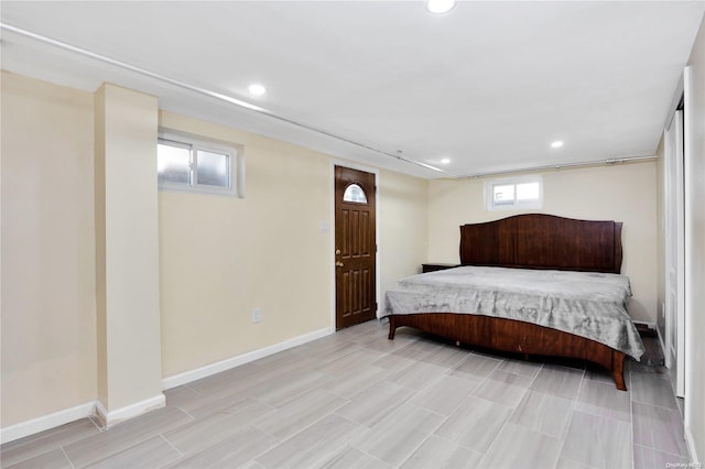 bedroom with light hardwood / wood-style flooring