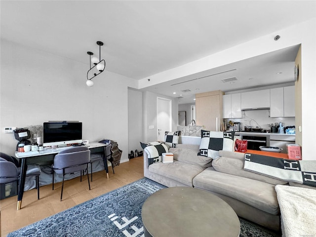 living room featuring light hardwood / wood-style floors