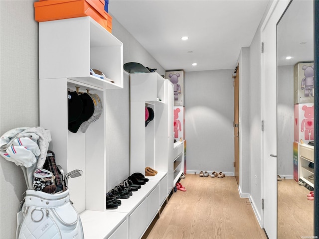 mudroom featuring light hardwood / wood-style flooring