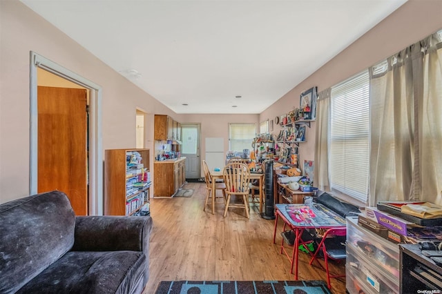 interior space with light hardwood / wood-style flooring