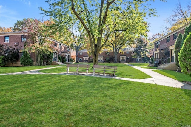 view of community featuring a yard