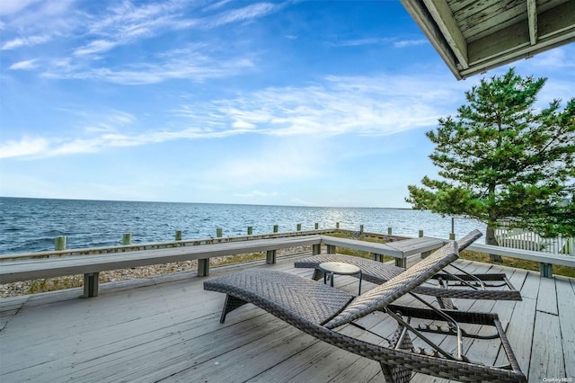 deck with a water view