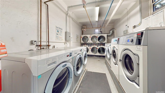 9707 4th Ave Unit 4G, Brooklyn, NY 11209 - communal laundry room featuring separate washer and dryer, stacked washing machine and dryer, and a garage