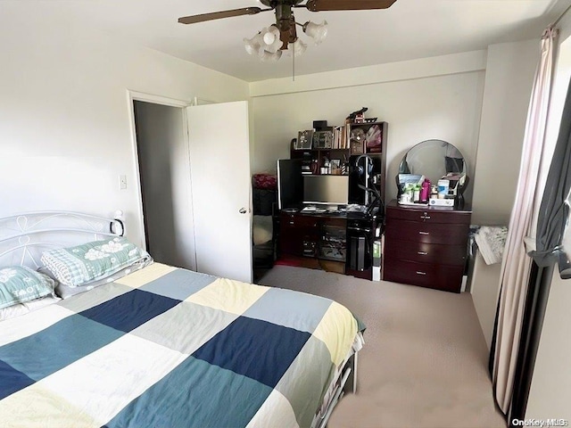 bedroom with carpet flooring and ceiling fan