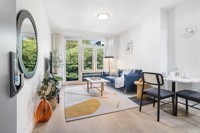 sitting room with light wood-type flooring