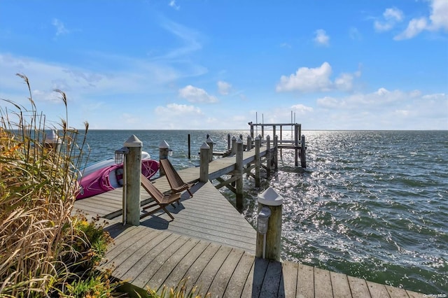 dock area featuring a water view