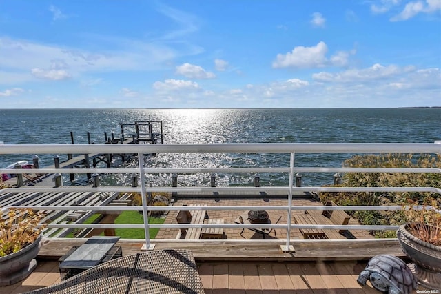 view of dock featuring a water view