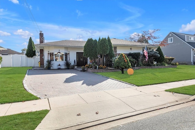 view of front of property featuring a front lawn