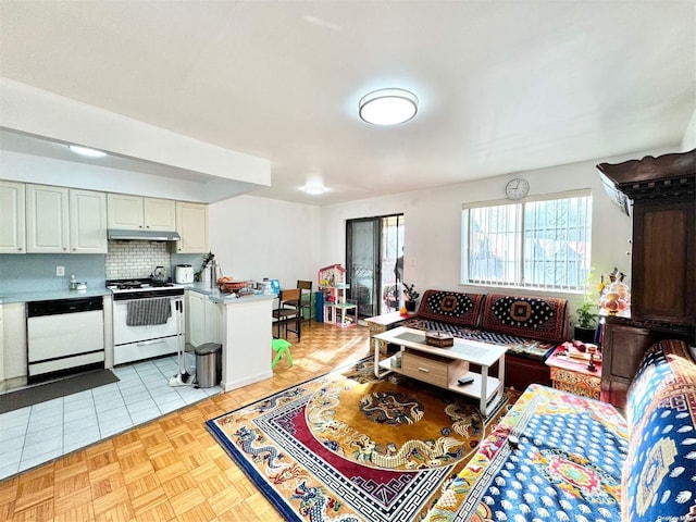 view of tiled living room