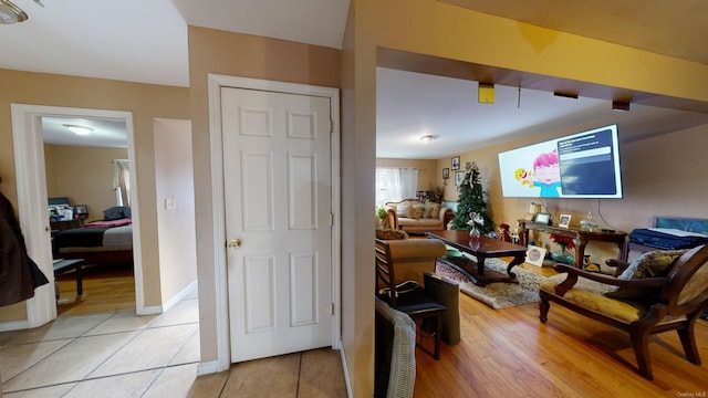 living room featuring light wood-type flooring