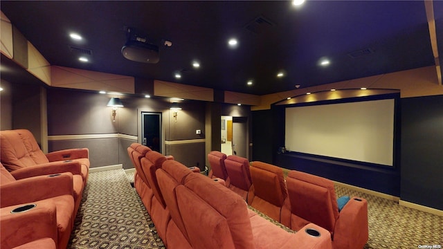 view of carpeted cinema room