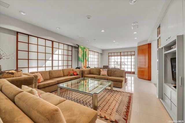 view of tiled living room