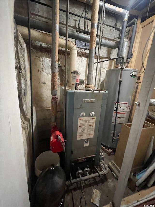 utility room with water heater