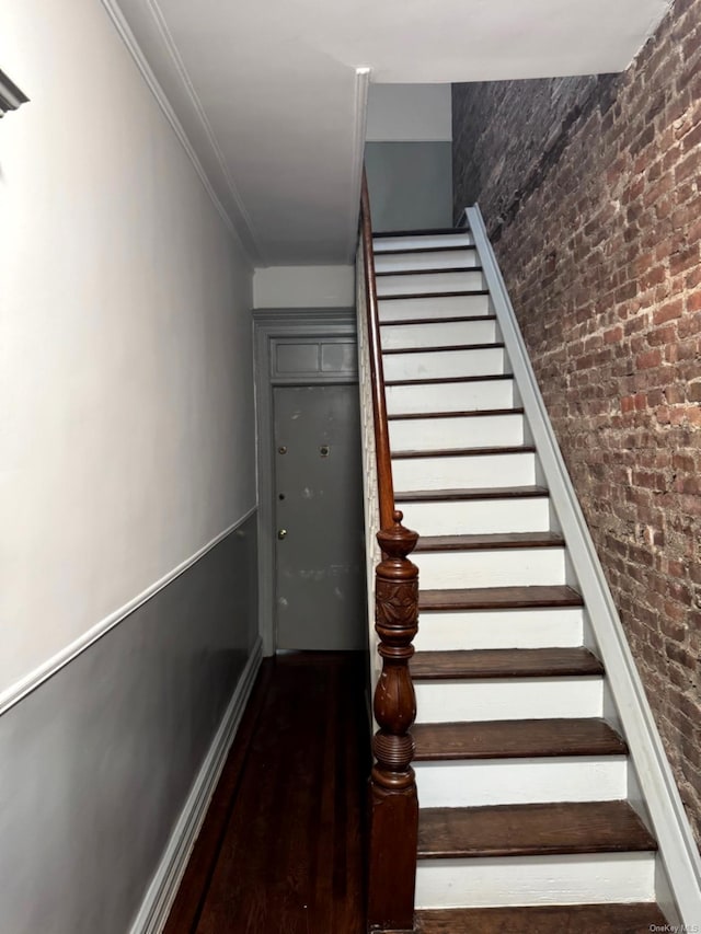 336 74th St, Brooklyn, NY 11209 - stairs with baseboards and ornamental molding