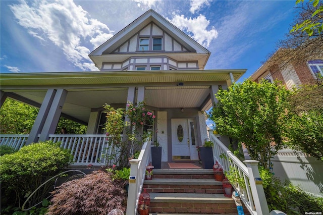 view of front of house with covered porch