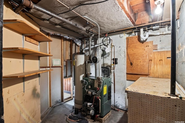 utility room with gas water heater