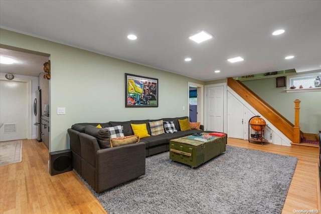 living room with wood-type flooring