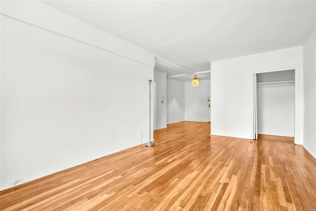 interior space featuring a closet and light hardwood / wood-style flooring