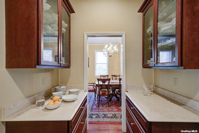 kitchen with hanging light fixtures