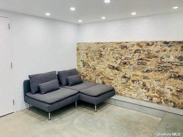 25-54 37th St, Astoria, NY 11103 - living area featuring finished concrete flooring and recessed lighting