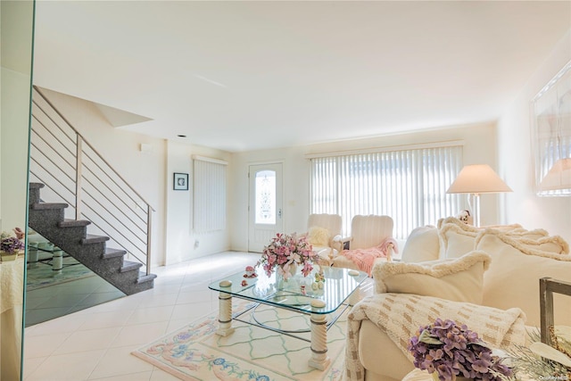 view of tiled living room