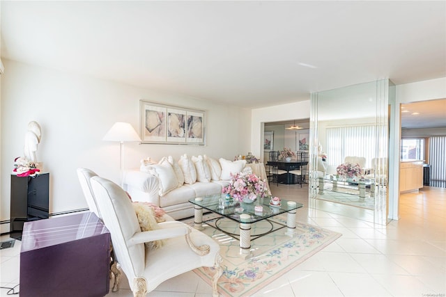 view of tiled living room