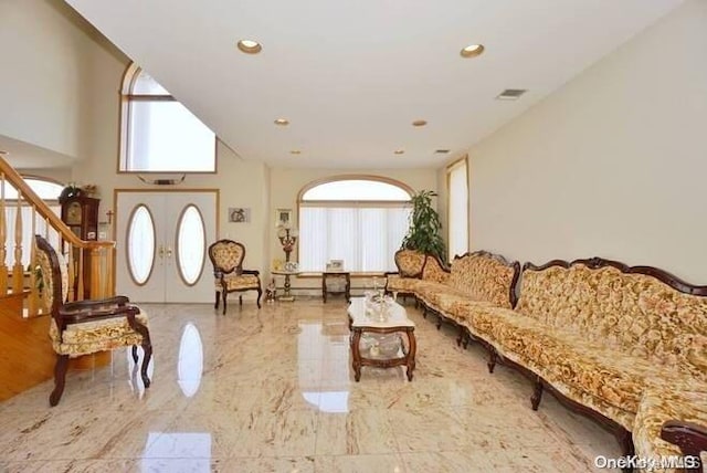 living room with french doors