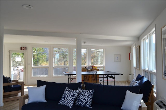 living room with hardwood / wood-style flooring