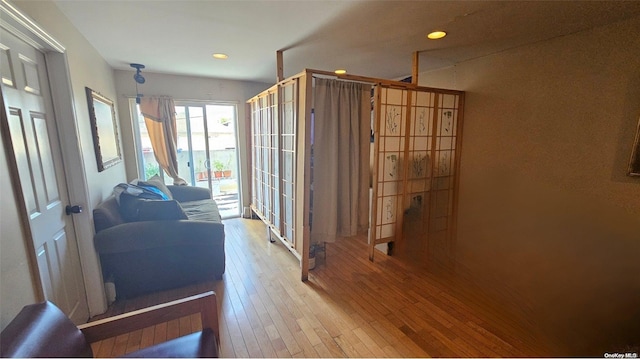 living room with light hardwood / wood-style floors