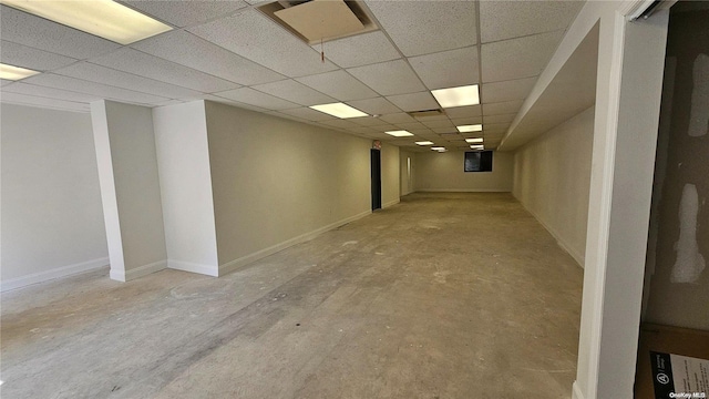 basement with a drop ceiling