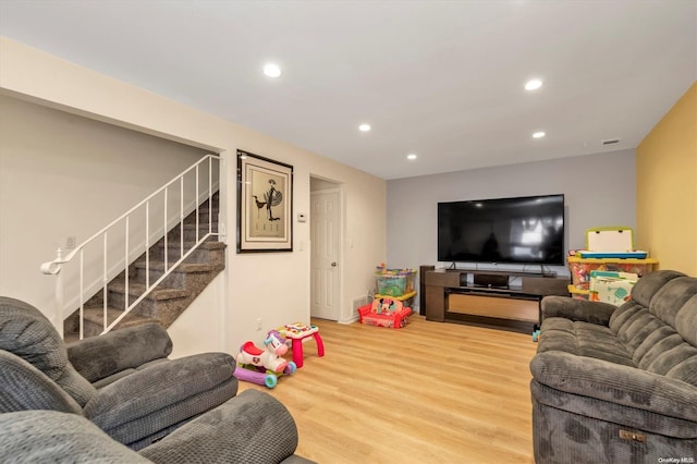 living room with hardwood / wood-style floors