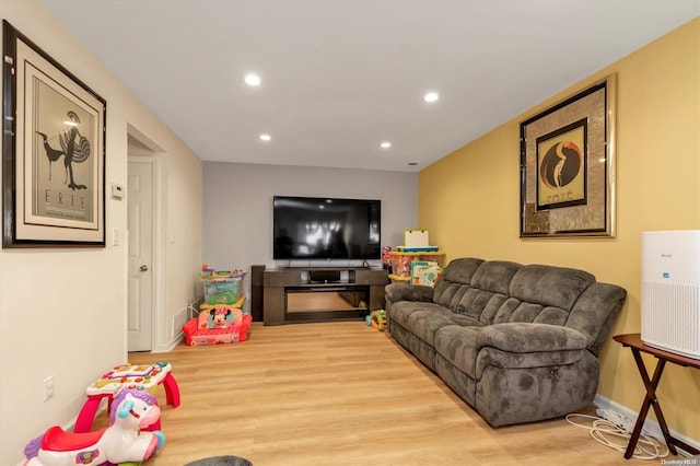 living room featuring light wood-type flooring