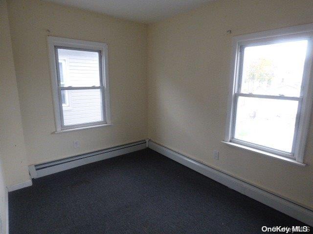 carpeted empty room with baseboard heating and a wealth of natural light