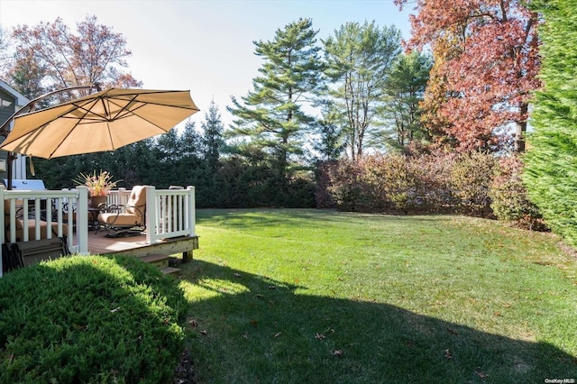 view of yard featuring a deck