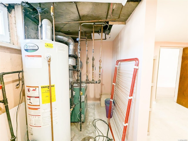 utility room with water heater