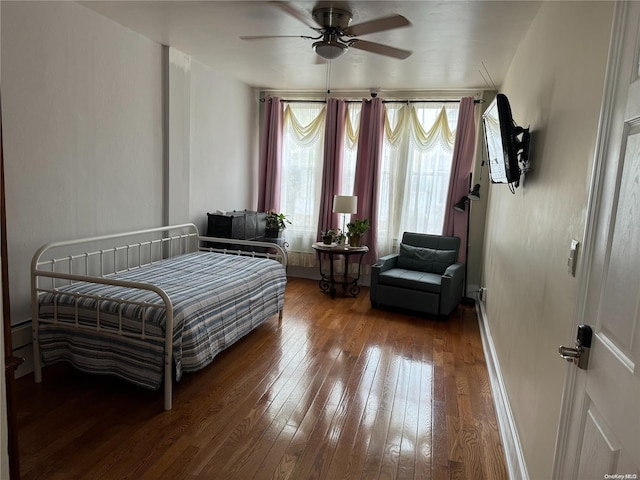 147 E 29th St, Brooklyn, NY 11226 - bedroom featuring hardwood / wood-style flooring, baseboards, and ceiling fan
