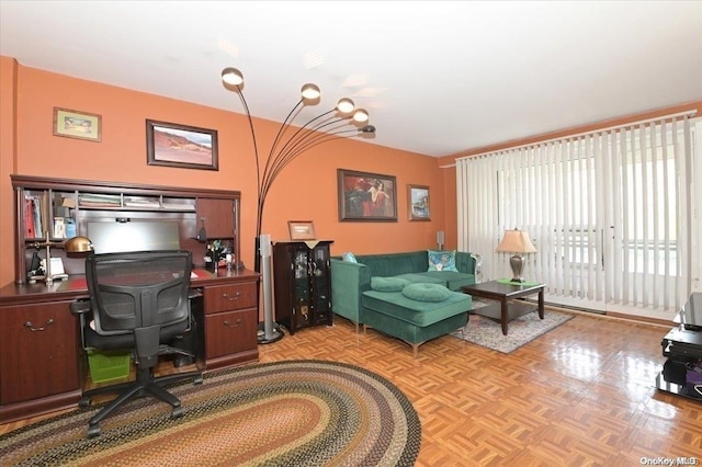 office space featuring light parquet floors