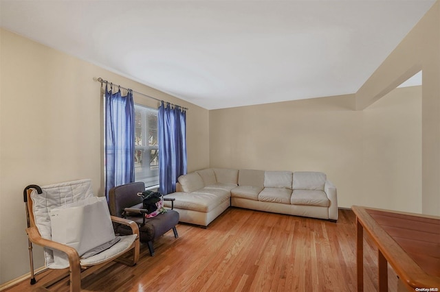 living room with light hardwood / wood-style flooring