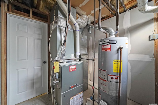 utility room with water heater