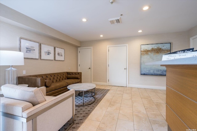 view of tiled living room