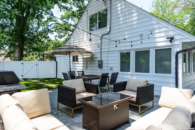 view of patio / terrace featuring outdoor lounge area