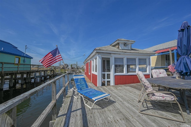 view of dock featuring a deck with water view