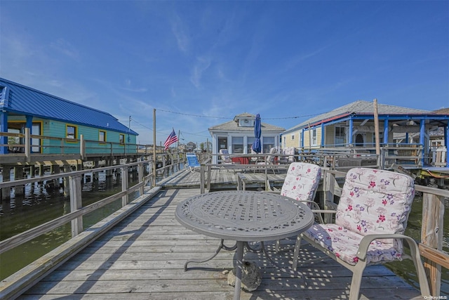 dock area with a water view