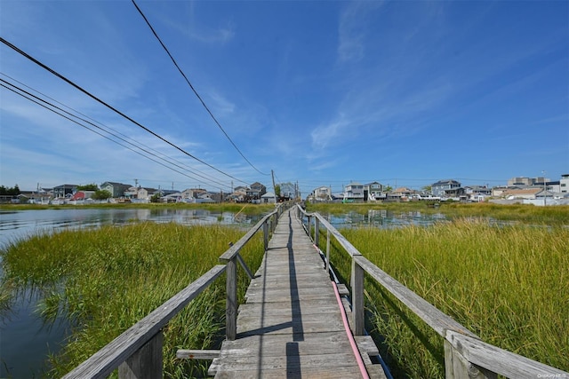 view of dock featuring a water view