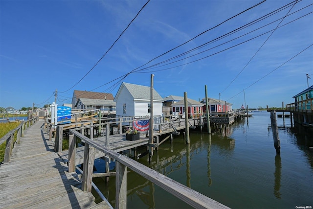 dock area with a water view